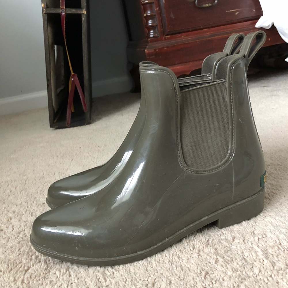 Army green rain booties
